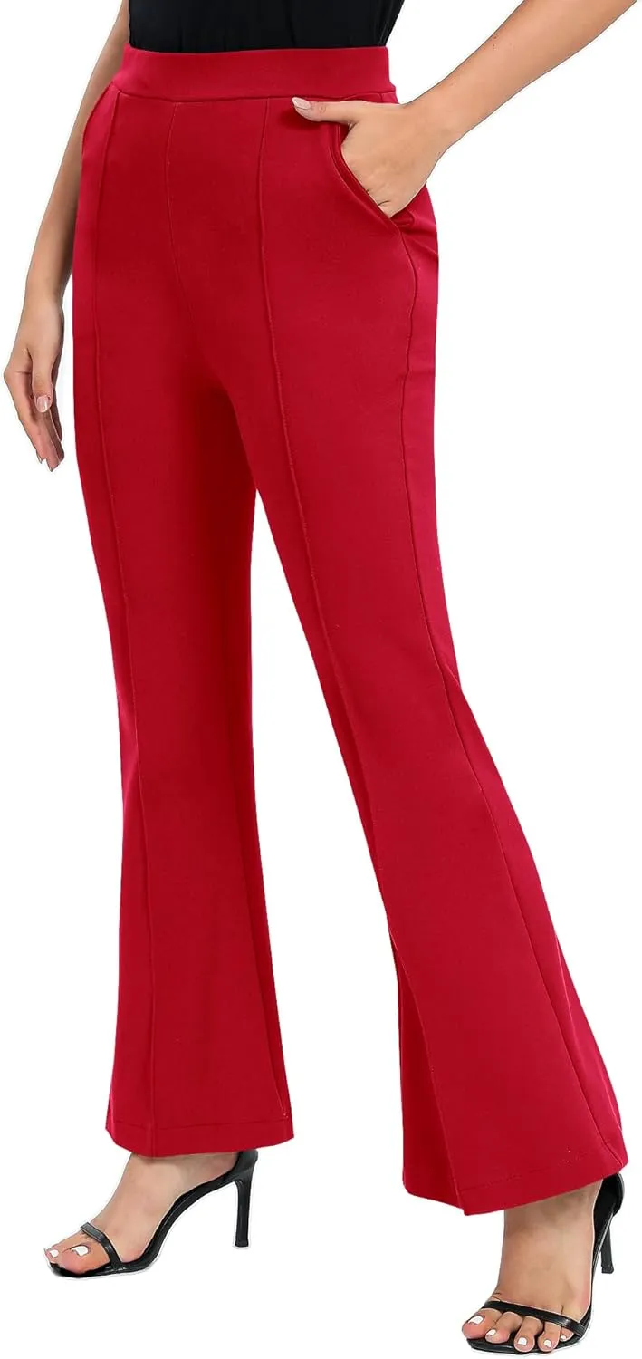 Urban CoCo Women's Flare Dress Pants with Pockets High Waist Slacks Pull On Work Casual Petite/Regular/Tall Pants