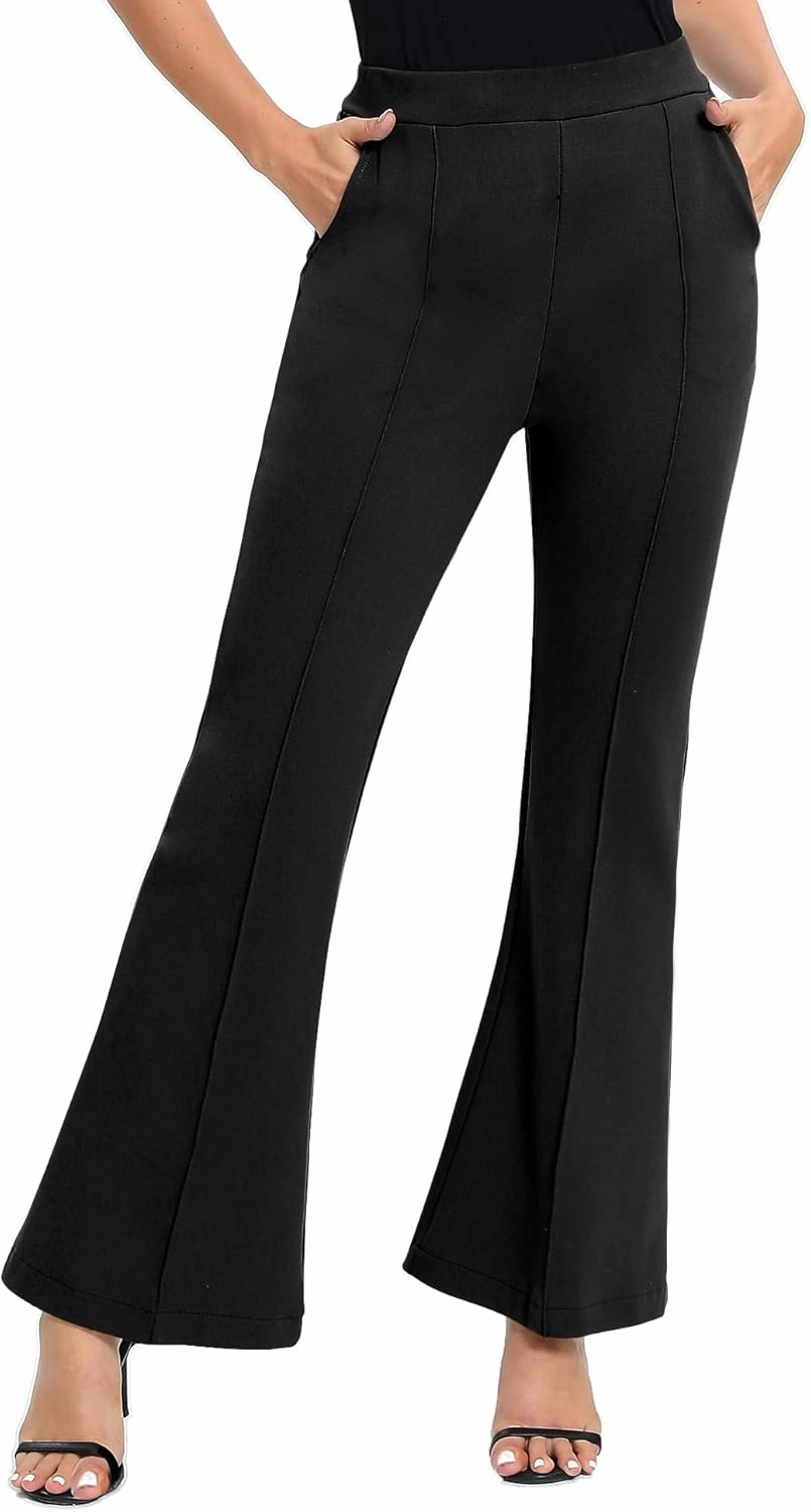 Urban CoCo Women's Flare Dress Pants with Pockets High Waist Slacks Pull On Work Casual Petite/Regular/Tall Pants