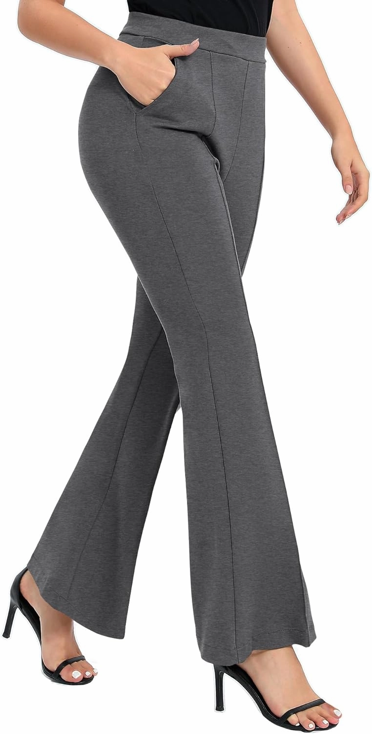 Urban CoCo Women's Flare Dress Pants with Pockets High Waist Slacks Pull On Work Casual Petite/Regular/Tall Pants
