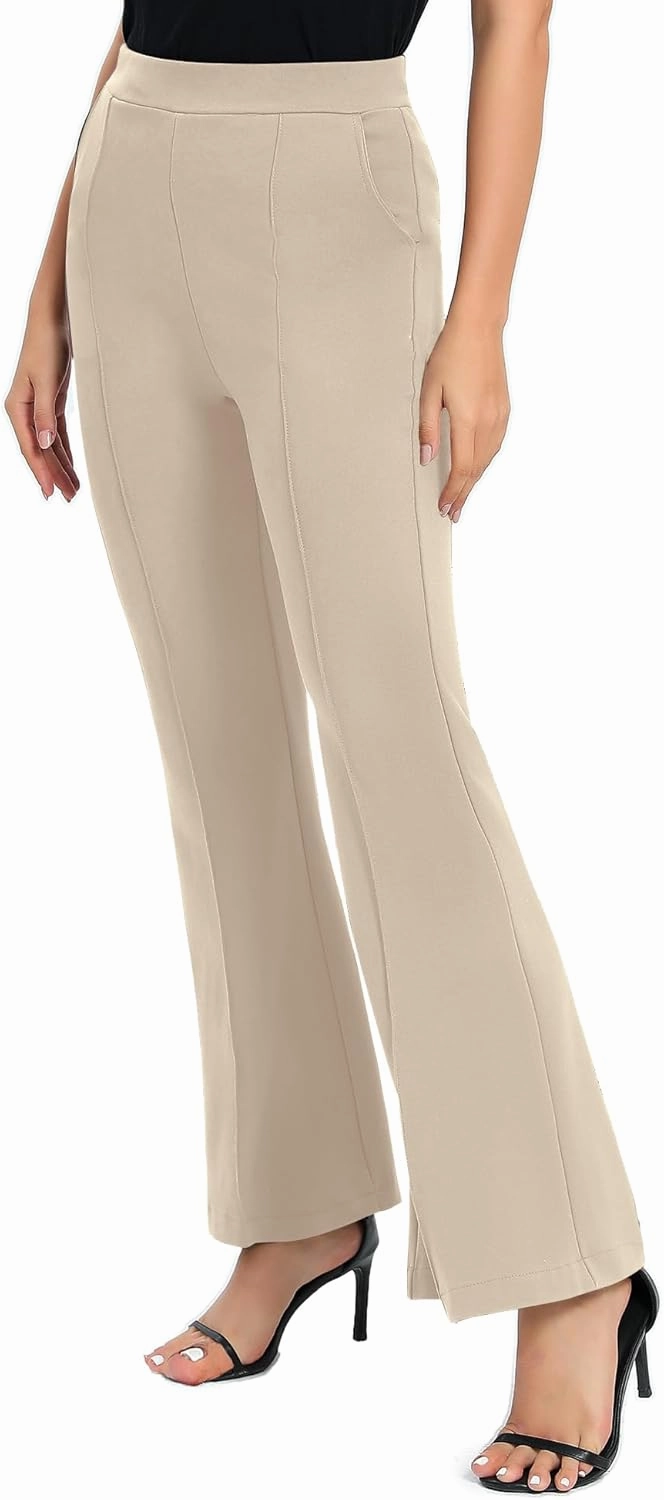 Urban CoCo Women's Flare Dress Pants with Pockets High Waist Slacks Pull On Work Casual Petite/Regular/Tall Pants
