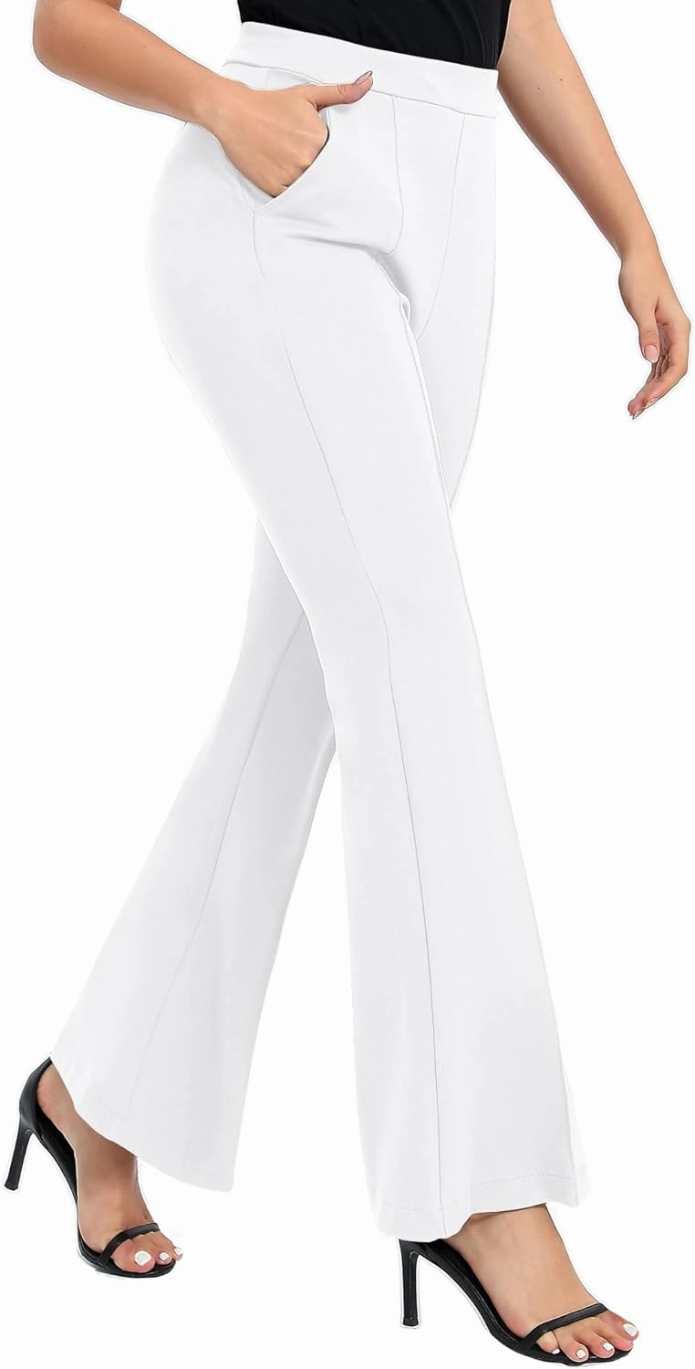 Urban CoCo Women's Flare Dress Pants with Pockets High Waist Slacks Pull On Work Casual Petite/Regular/Tall Pants