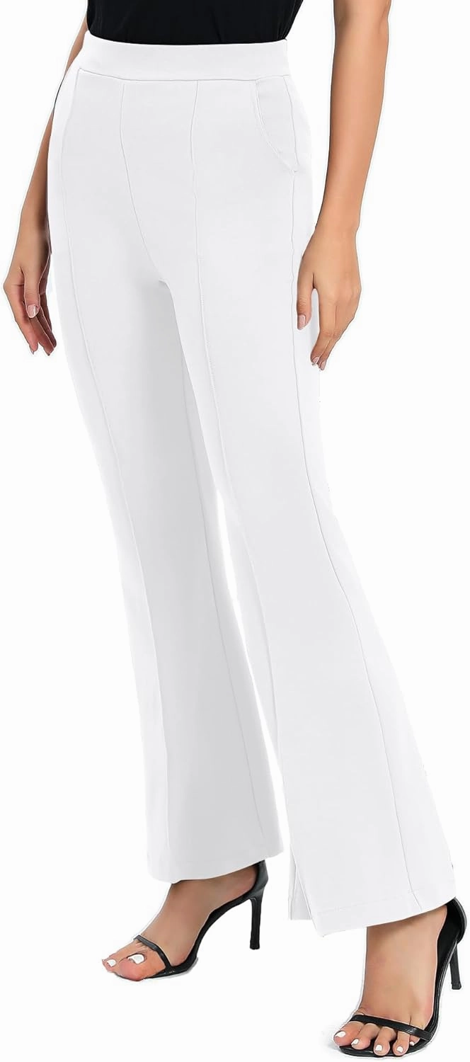 Urban CoCo Women's Flare Dress Pants with Pockets High Waist Slacks Pull On Work Casual Petite/Regular/Tall Pants