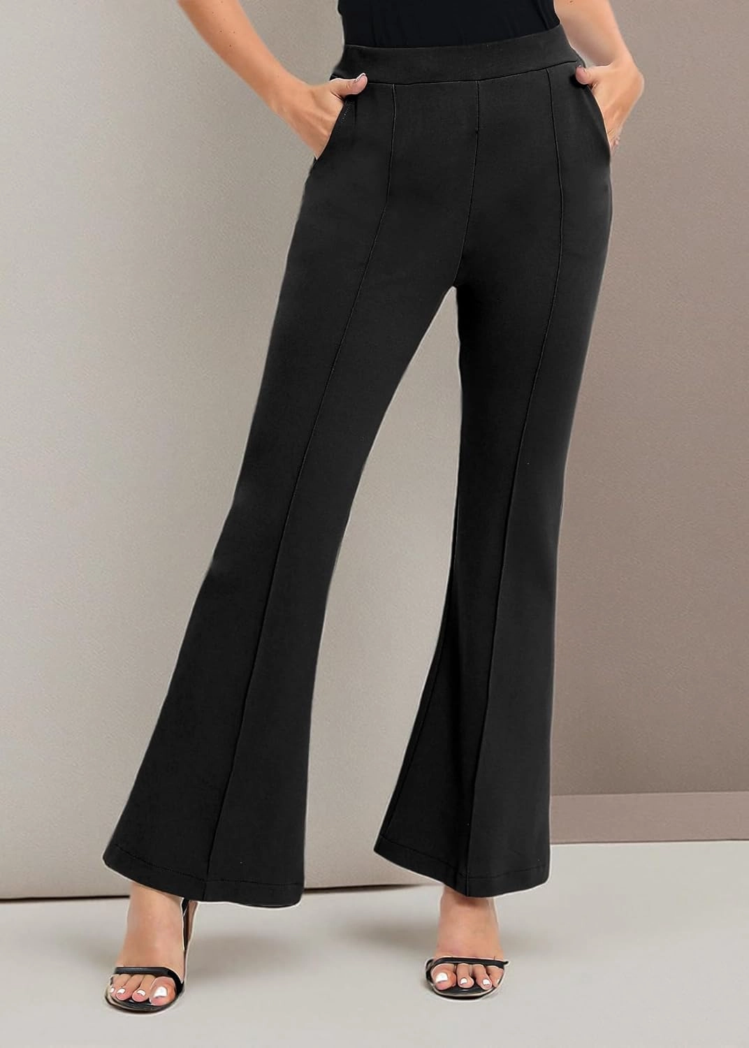 Urban CoCo Women's Flare Dress Pants with Pockets High Waist Slacks Pull On Work Casual Petite/Regular/Tall Pants