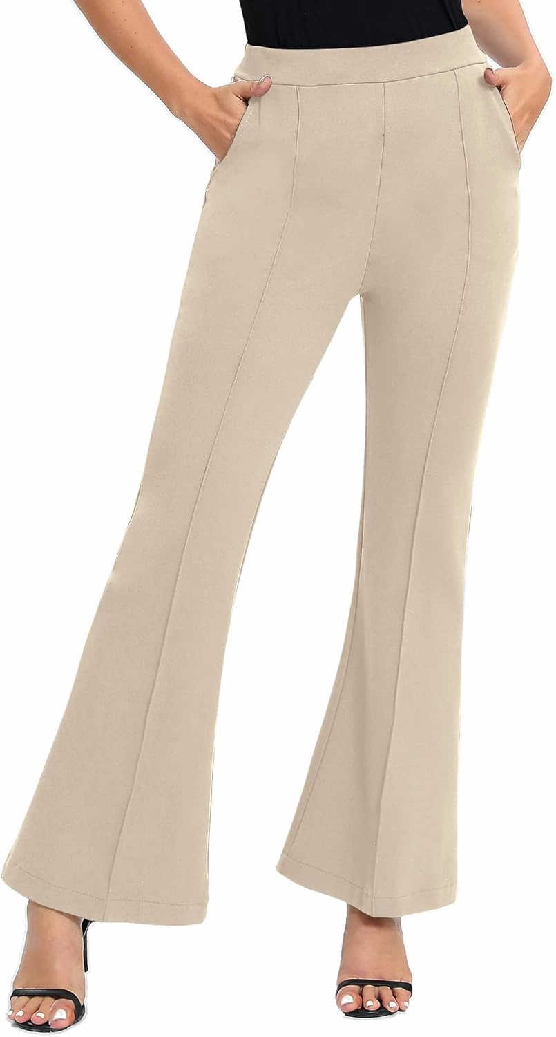 Urban CoCo Women's Flare Dress Pants with Pockets High Waist Slacks Pull On Work Casual Petite/Regular/Tall Pants