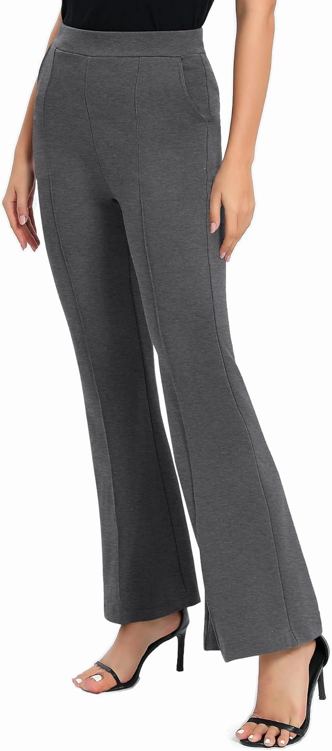 Urban CoCo Women's Flare Dress Pants with Pockets High Waist Slacks Pull On Work Casual Petite/Regular/Tall Pants