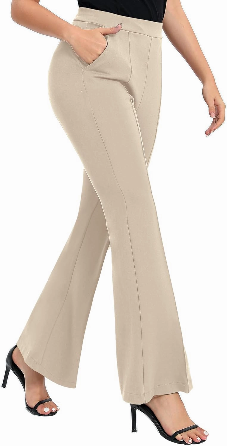 Urban CoCo Women's Flare Dress Pants with Pockets High Waist Slacks Pull On Work Casual Petite/Regular/Tall Pants