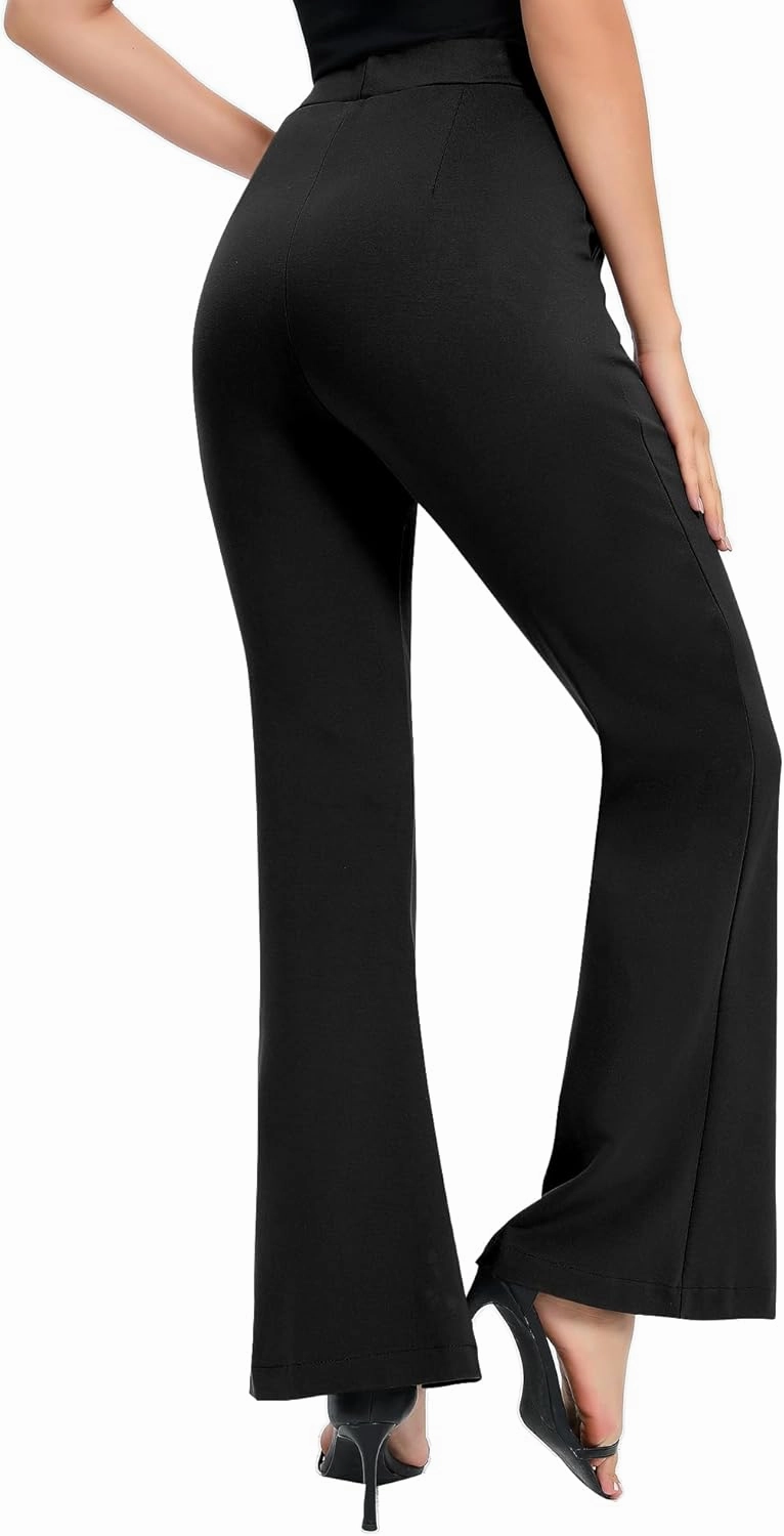 Urban CoCo Women's Flare Dress Pants with Pockets High Waist Slacks Pull On Work Casual Petite/Regular/Tall Pants