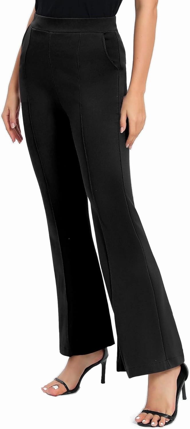 Urban CoCo Women's Flare Dress Pants with Pockets High Waist Slacks Pull On Work Casual Petite/Regular/Tall Pants