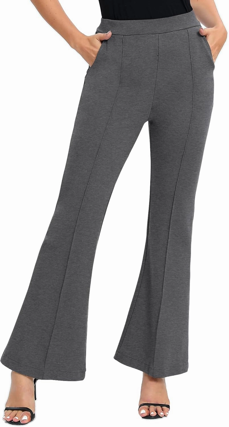 Urban CoCo Women's Flare Dress Pants with Pockets High Waist Slacks Pull On Work Casual Petite/Regular/Tall Pants