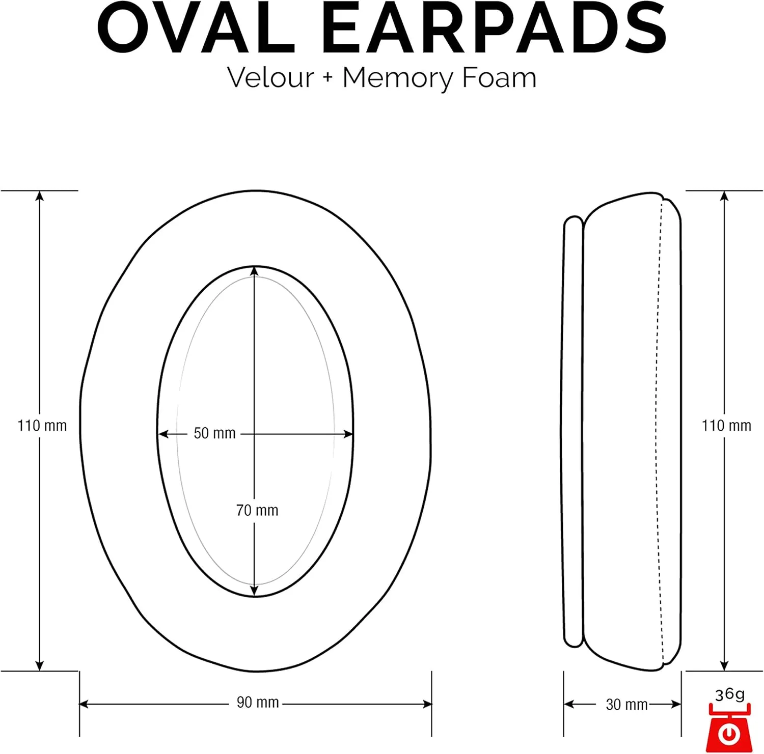 Velor Replacement Ear Pads for HyperX Cloud & Alpha, ATH M50X, Steelseries Arctis, Logitech G Pro & More Headphones, Soft Velour, Memory Foam & Long Lasting Earpads by Brainwavz - Red