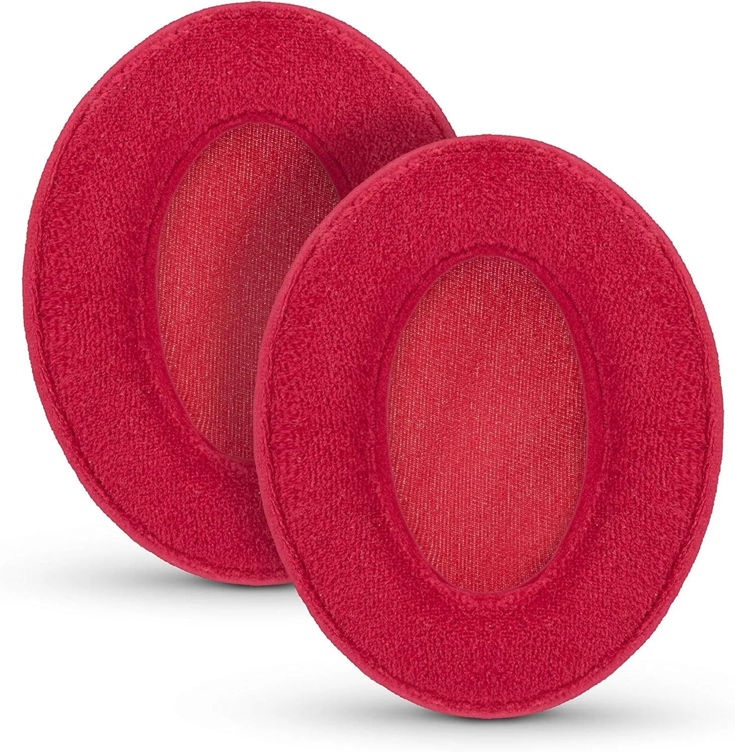 Velor Replacement Ear Pads for HyperX Cloud & Alpha, ATH M50X, Steelseries Arctis, Logitech G Pro & More Headphones, Soft Velour, Memory Foam & Long Lasting Earpads by Brainwavz - Red