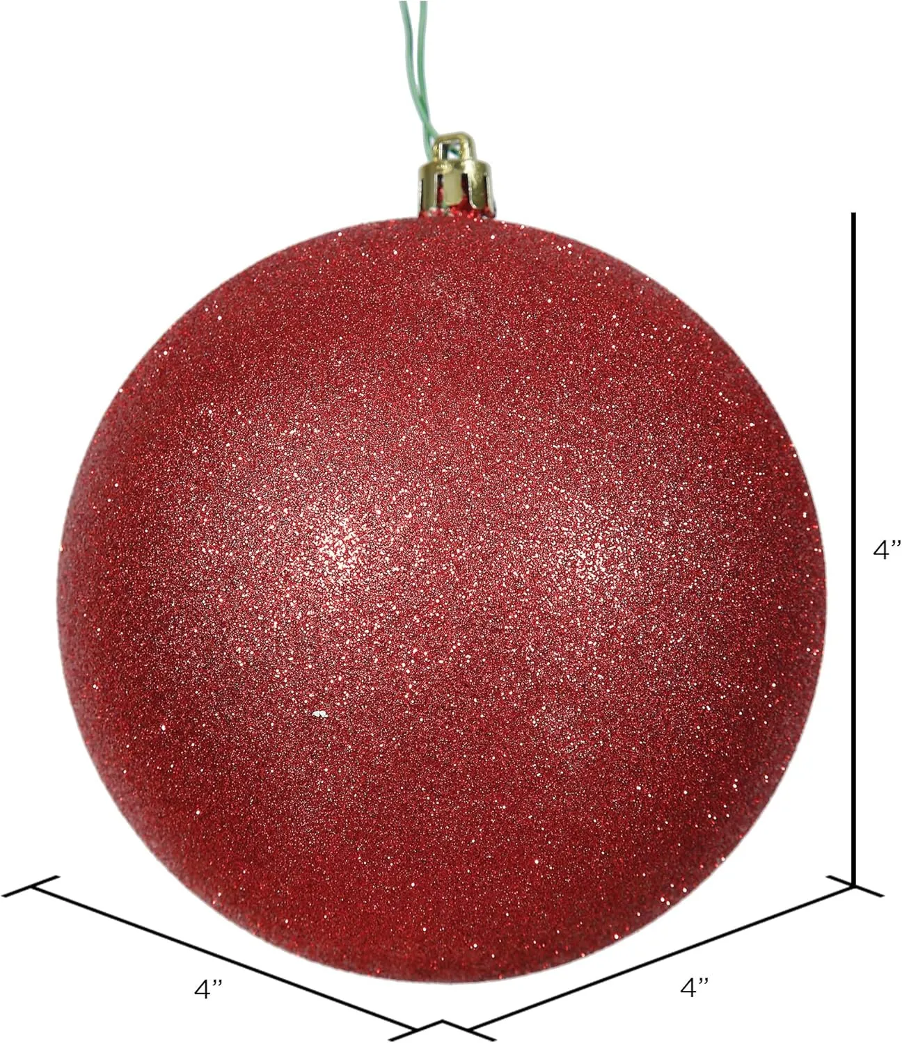 Vickerman 4" Red Glitter Ball Ornament, 6 per Bag