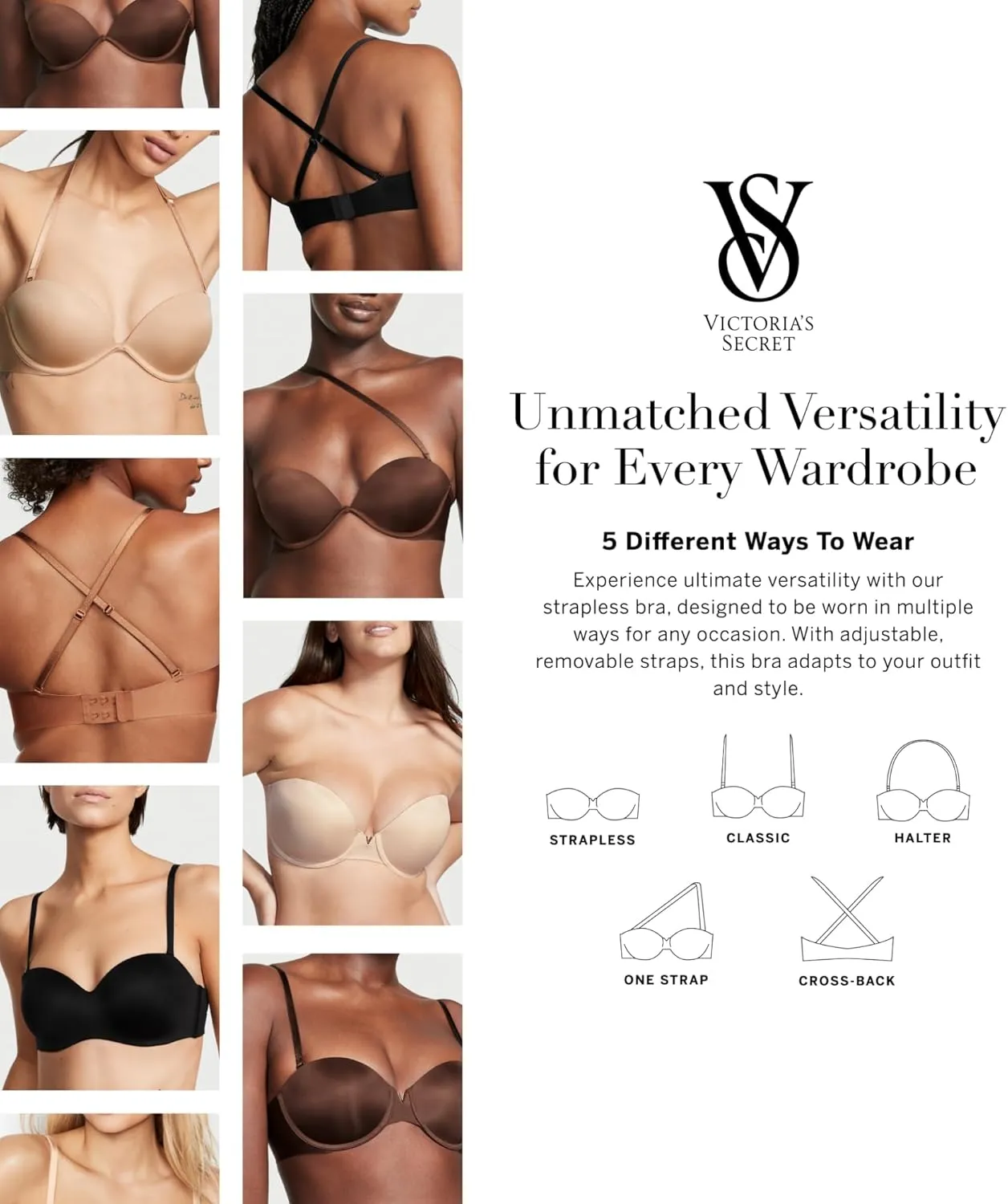 Victoria's Secret Women's Very Sexy Bombshell Adds-2-Cups Push Up Strapless Bra, Bras for Women (32A-38D)