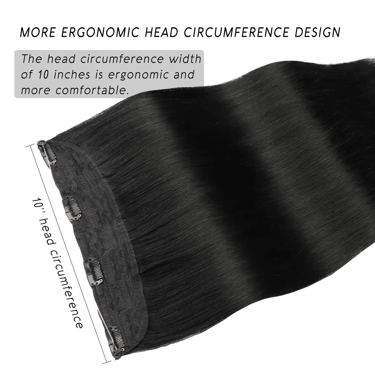 VINBAO Human Hair Extensions 18in 85g Invisible Wire Jet Black Real Human Hair Extensions Black Hair Piece Extensions (wire#1 18in)