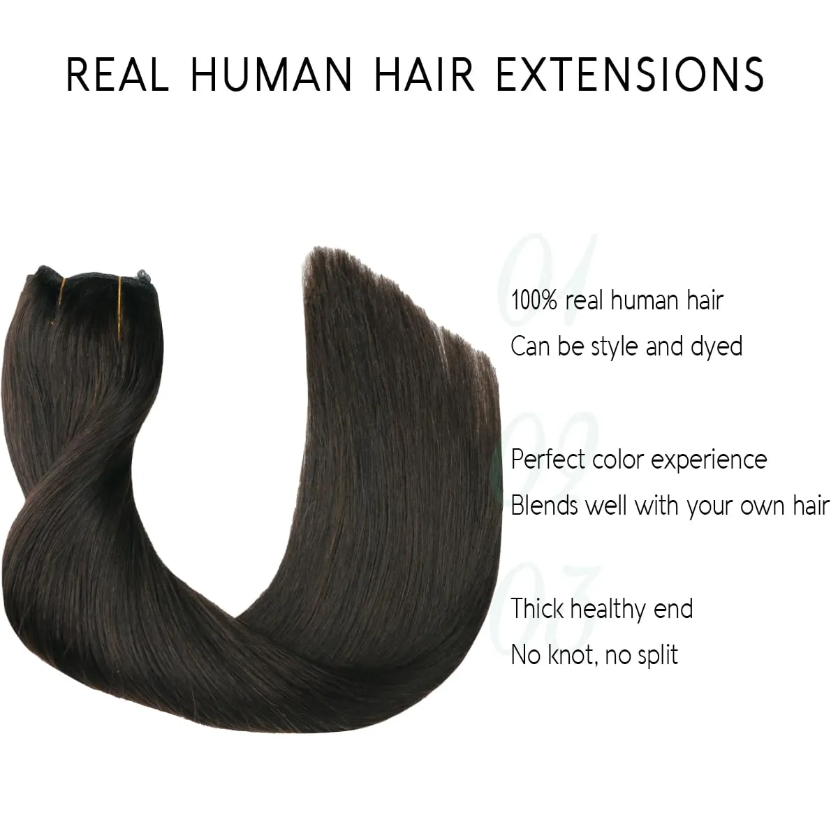 VINBAO Wire Hair Extensions Black Wire Extensions Real Human Hair 18inch 85g #1B Romantic Black Fishing Line Human Hair Extensions Invisible Transparent Fish Line Extensions (wire#1B 18in)