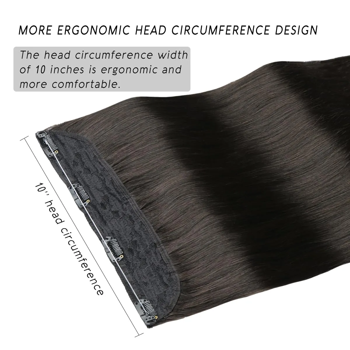 VINBAO Wire Hair Extensions Black Wire Extensions Real Human Hair 18inch 85g #1B Romantic Black Fishing Line Human Hair Extensions Invisible Transparent Fish Line Extensions (wire#1B 18in)