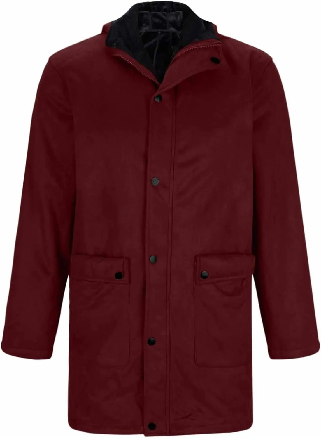 Vintage Suede Pocket Long Leather Jacket Plush Sherpa Fleece Lined Hooded Coat Mens Outdoor Outwear Retro Trench Top