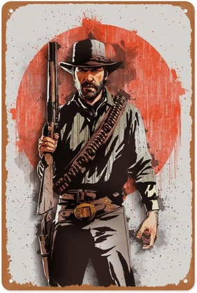 Vintage Red Dead Redemption 2 Red Dead Redemption 2 8 X 12 Metal Sign Retro Wall Decor 8 X 12 Inch_1