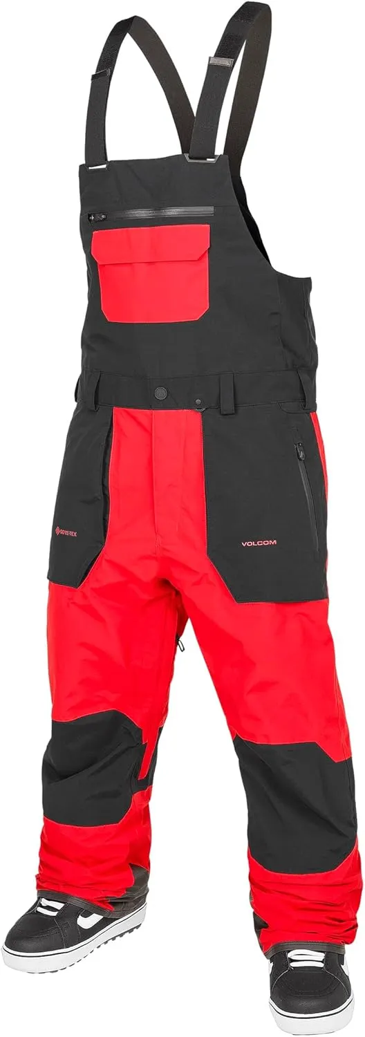 Volcom Men's Rain Gore-Tex Relaxed Fit Snowboard Bib Overall Crimson