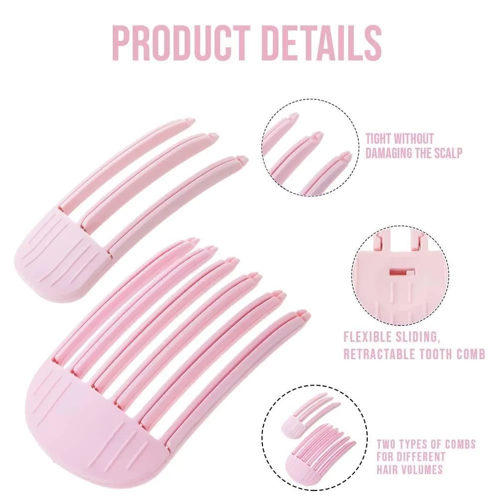 VolumaCurls 2pcs Fluffy Hairpin Curling Bangs Clips Set - Hair Roots Volumizing & Curling Clips for Women - Fashionable Volume Hair Roller (PINK, S/M & L/XL)