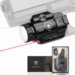 WARRIORLAND MB1 Pistol Light and Custom Kydex Holster, Fit for Springfield Hellcat Pro, Compact 500 Lumens Universal Rail Mounted Tactical Weapon Light with Red Laser & White LED, Power Indicator