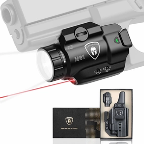 WARRIORLAND MB1 Pistol Light and Custom Versatile Holster, Fit for Glock 17/19 Gen 3-5 & Glock 22/23/31/32 Gen 3-4 & Glock 19X/44/45, Compact Universal Tactical Weapon Light with Red Laser & White LED