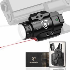 WARRIORLAND MB1 Pistol Light and Holster Combo, Optional for Glock 17/19, Taurus G2C/G3C, Hellcat Pro, S&W SD9VE, Compact 500-Lumen Rail Mounted Tactical Light, Red Laser & White LED, Power Indicator