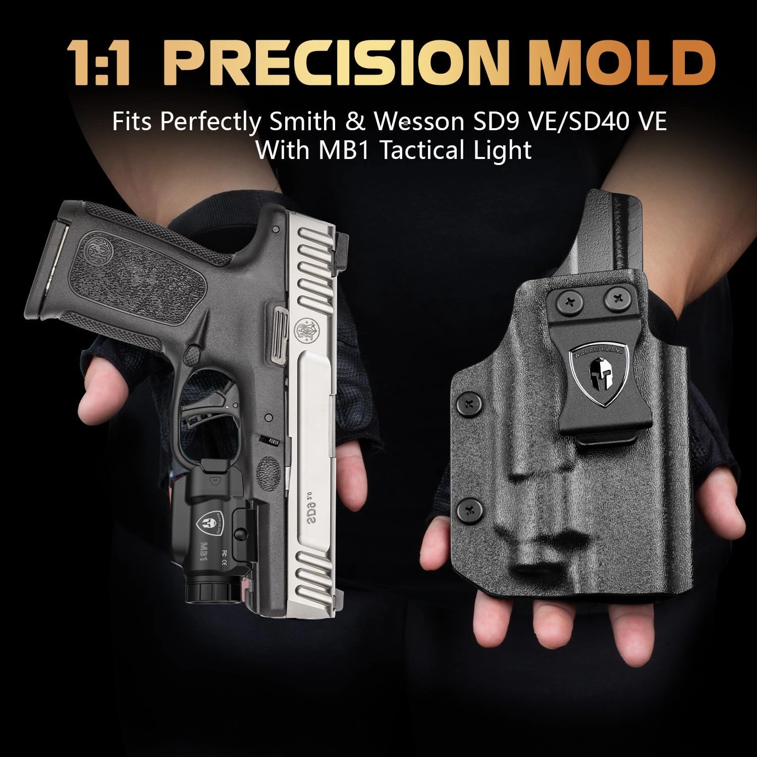 WARRIORLAND MB1 Pistol Light and Holster Combo, Optional for Glock 17/19, Taurus G2C/G3C, Hellcat Pro, S&W SD9VE, Compact 500-Lumen Rail Mounted Tactical Light, Red Laser & White LED, Power Indicator