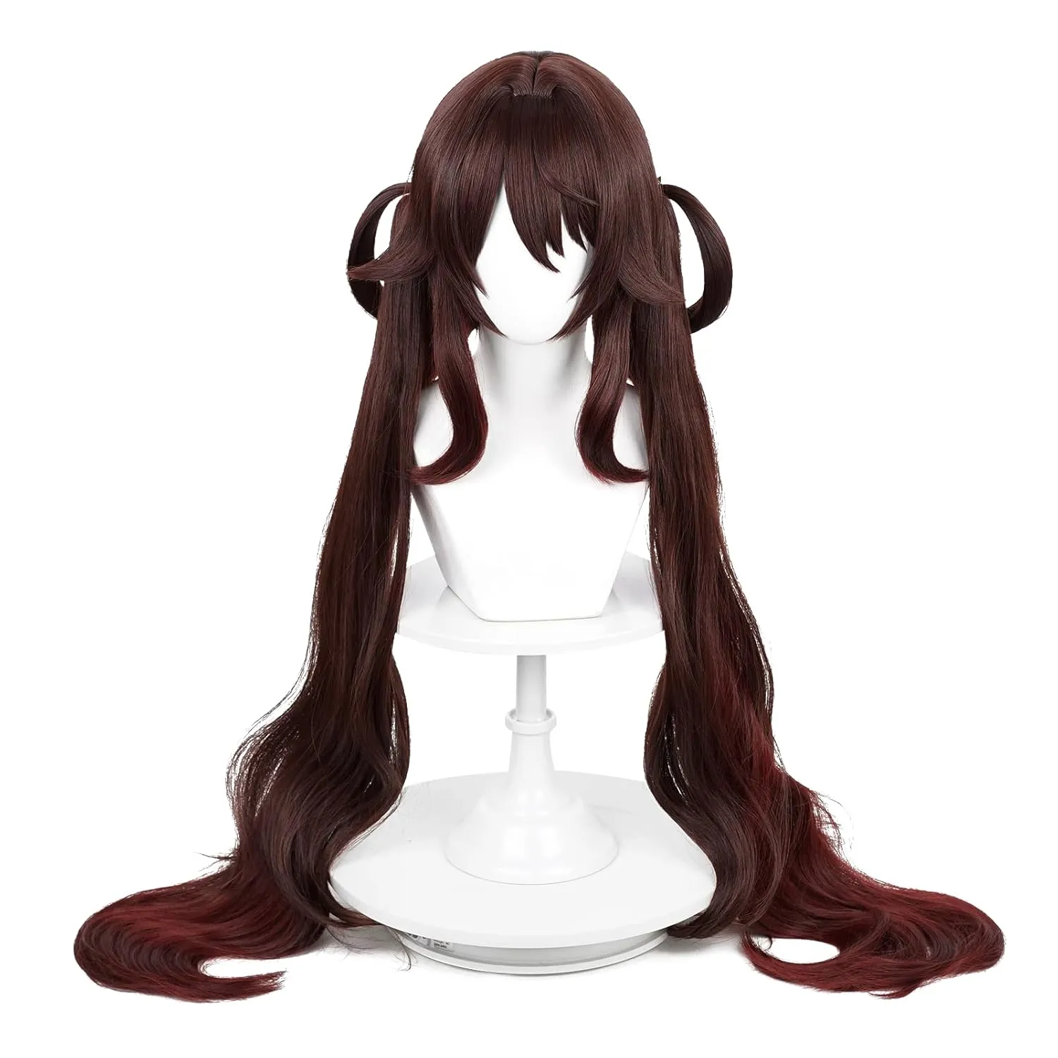 Wiggy Mermaid Hu Tao Cosplay Wig Brown Ponytail Wig Pigtails with Cap for Halloween Costume Party