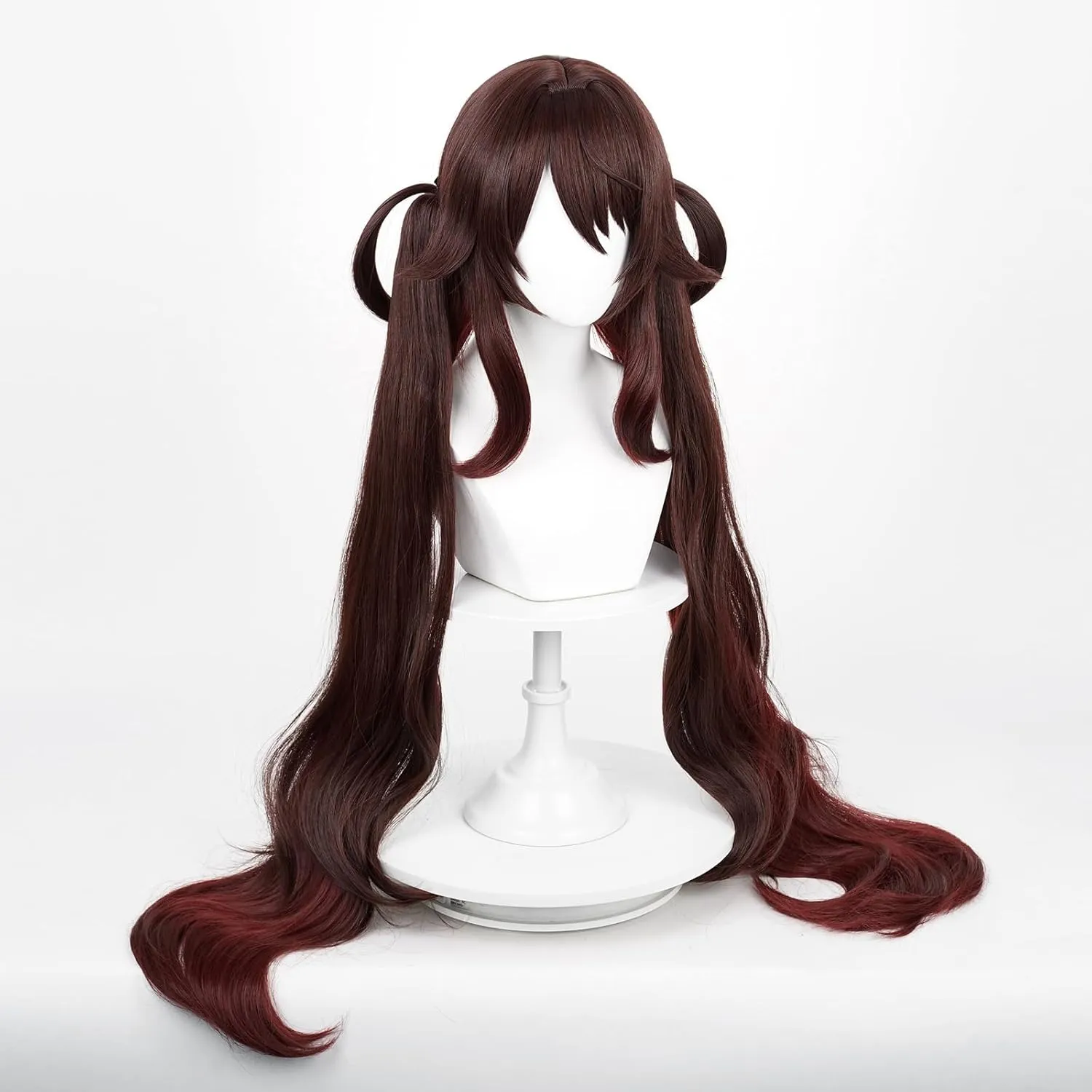Wiggy Mermaid Hu Tao Cosplay Wig Brown Ponytail Wig Pigtails with Cap for Halloween Costume Party