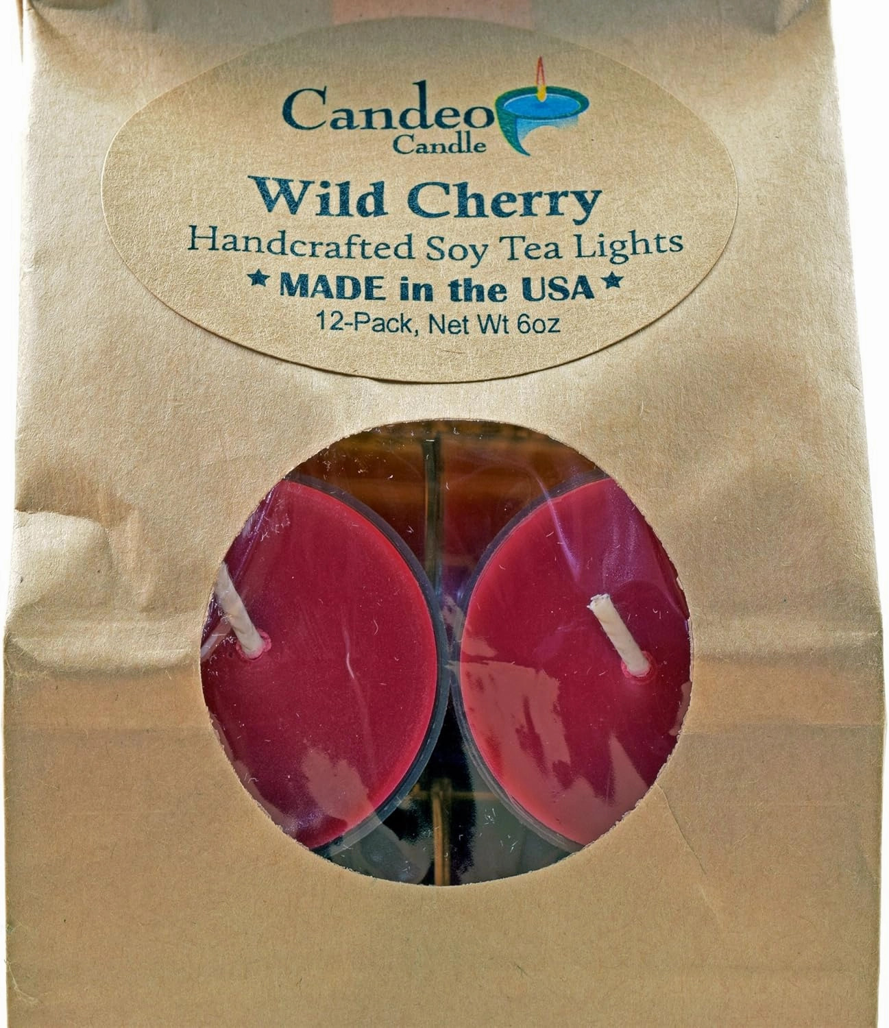 Wild Cherry Scented - Soy Tealight Candles, 12 Pack - Highly Scented - Handmade in The USA - Candeo Candle - Summer Scents