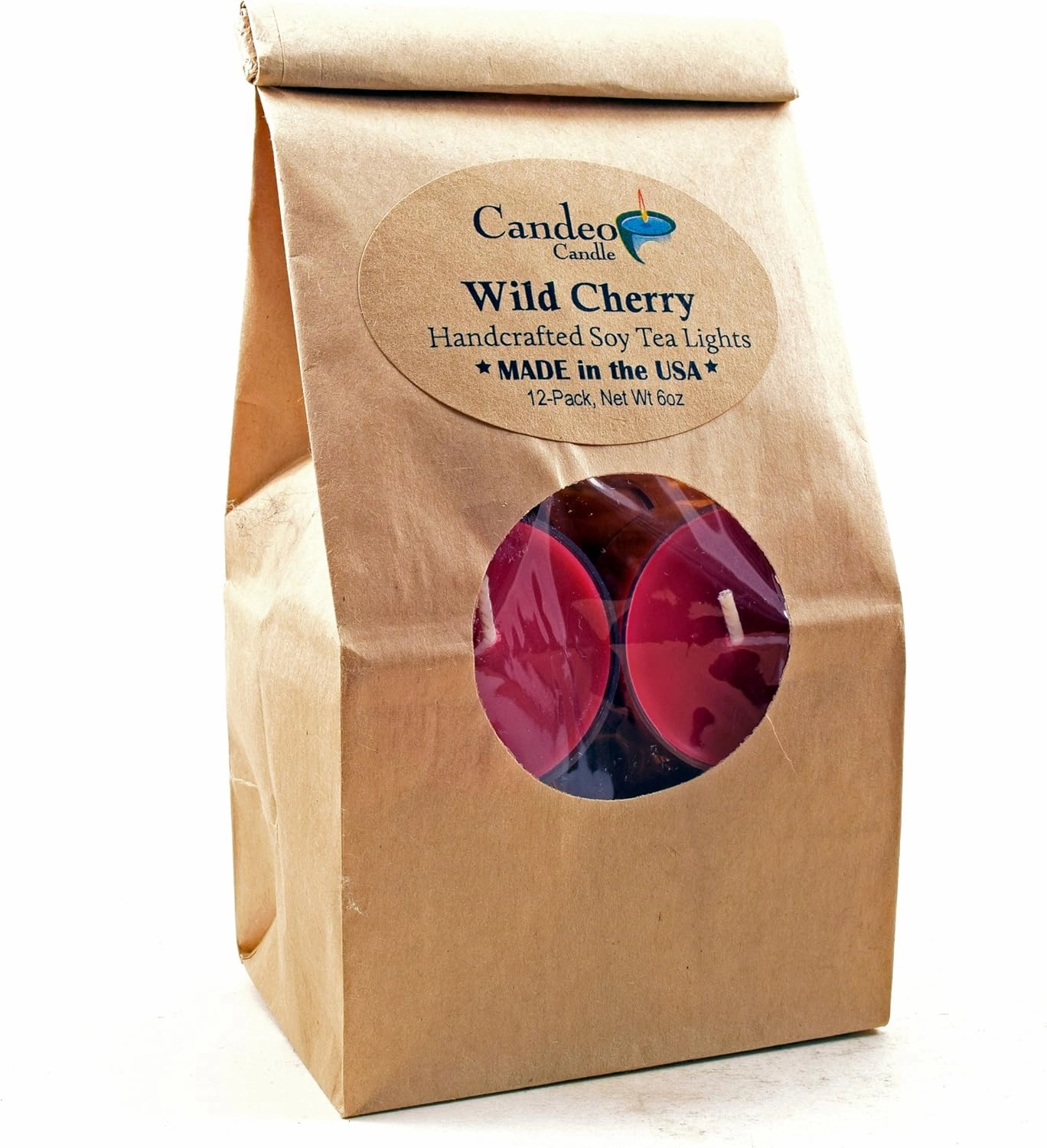 Wild Cherry Scented - Soy Tealight Candles, 12 Pack - Highly Scented - Handmade in The USA - Candeo Candle - Summer Scents