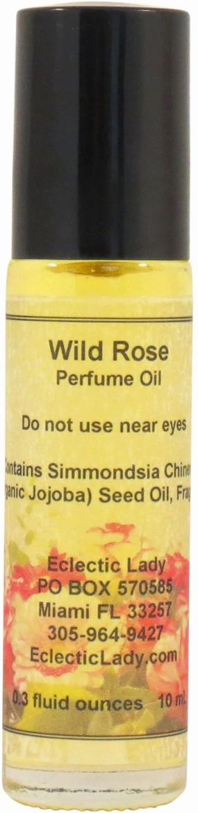 Wild Rose Perfume Oil, 0.3 Oz Portable Roll-On Fragrance with Long-Lasting Scent, Delightful Essential Oils and Jojoba Oil For Daily Use
