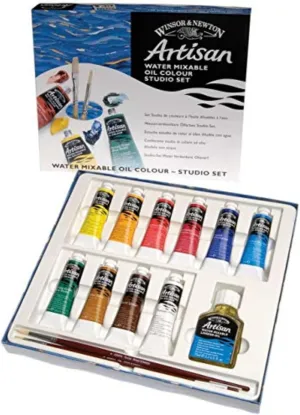 Winsor & Newton Artisan Water Mixable Oil Color Paint, Studio Set, 1.25-oz (37ml) Tubes, Set of 10