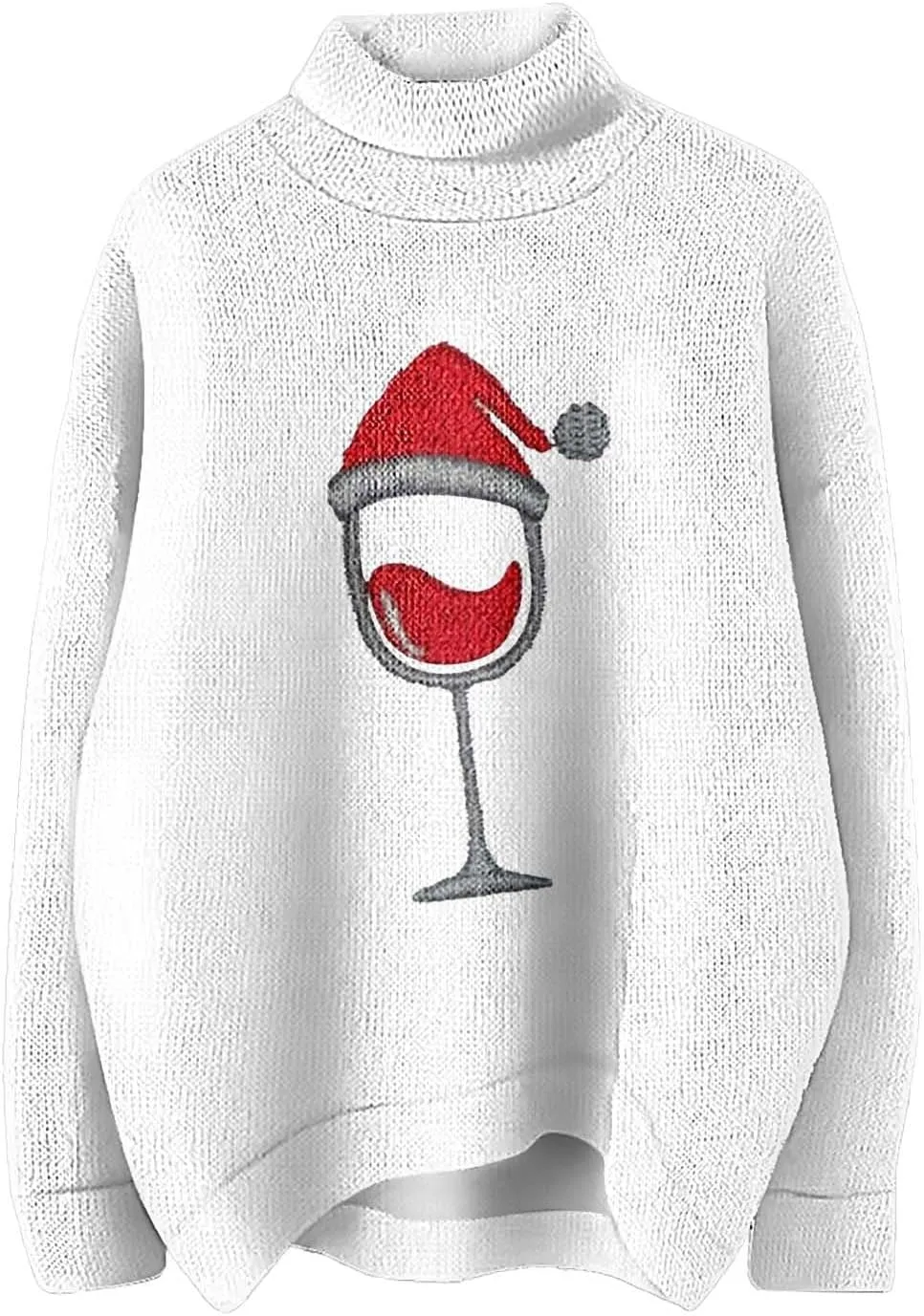 Women Merry Christmas Sweaters Turtleneck Long Sleeve Print Knitted Pullover Y2K Christmas Sweater Hoilday Tops