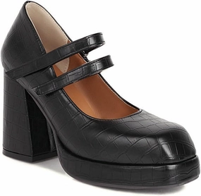 Women Platform Mary Jane Chunky High Heel Pumps Retro Double Ankle Strap Cosplay Uniform Dress Shoes