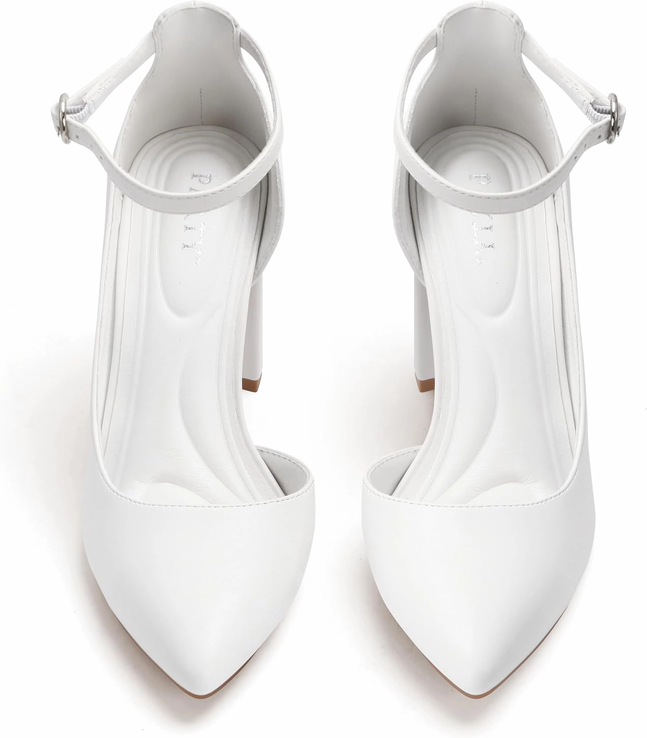 Women's Closed Toe Pumps 3-Inch Chunky Heels Pumps Ankle Strap Dress Wedding Shoes