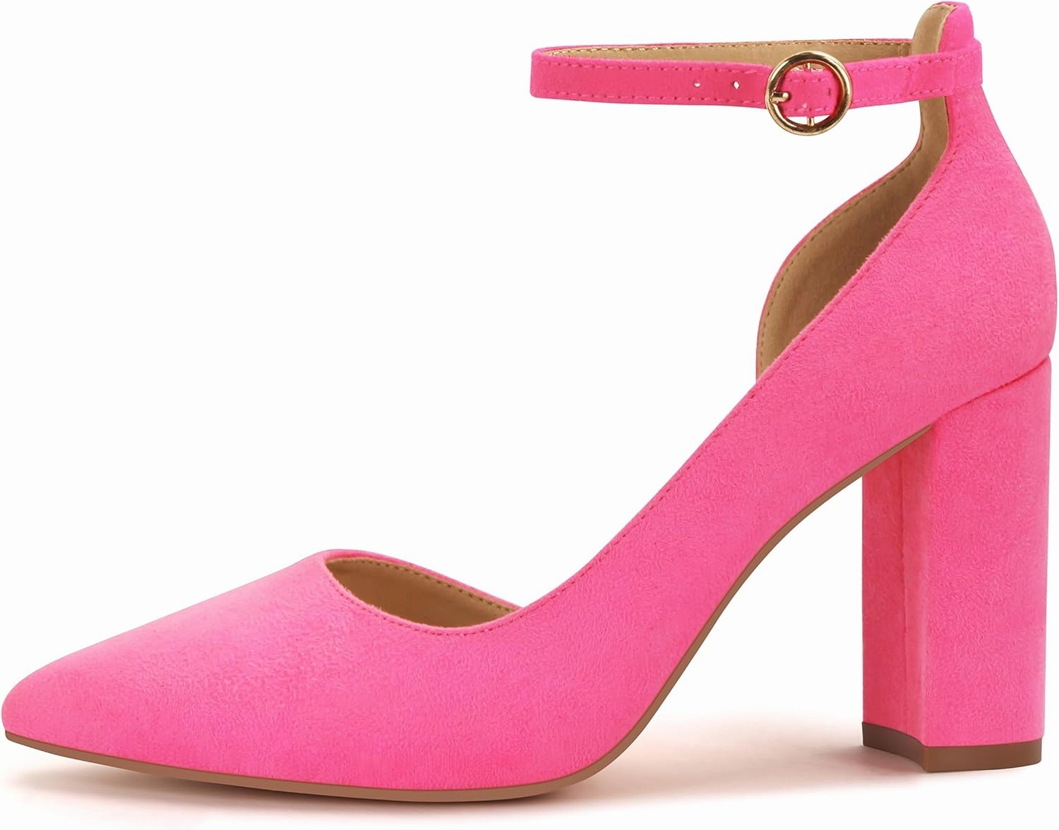 Women's Closed Toe Pumps 3-Inch Chunky Heels Pumps Ankle Strap Dress Wedding Shoes