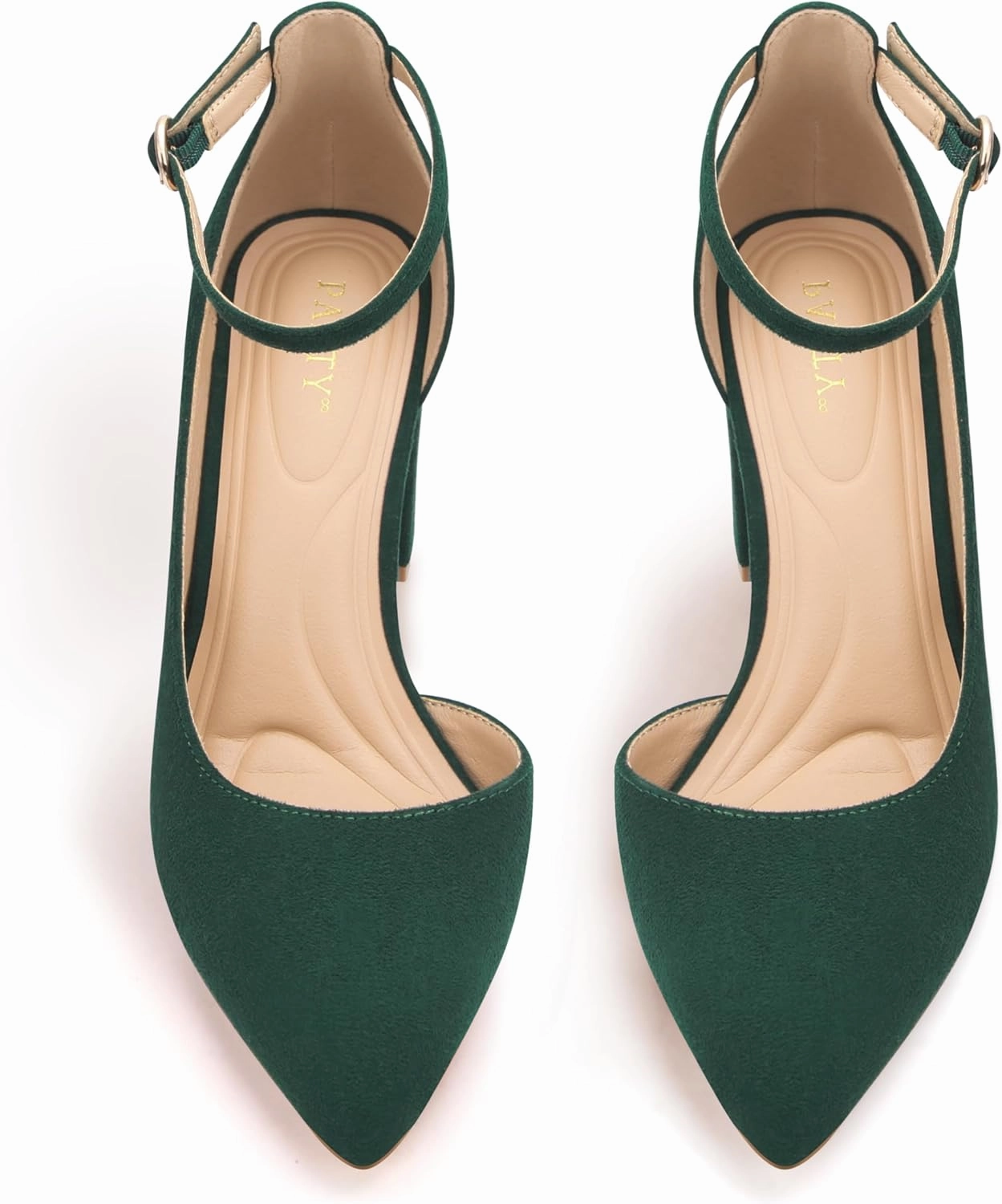 Women's Closed Toe Pumps 3-Inch Chunky Heels Pumps Ankle Strap Dress Wedding Shoes