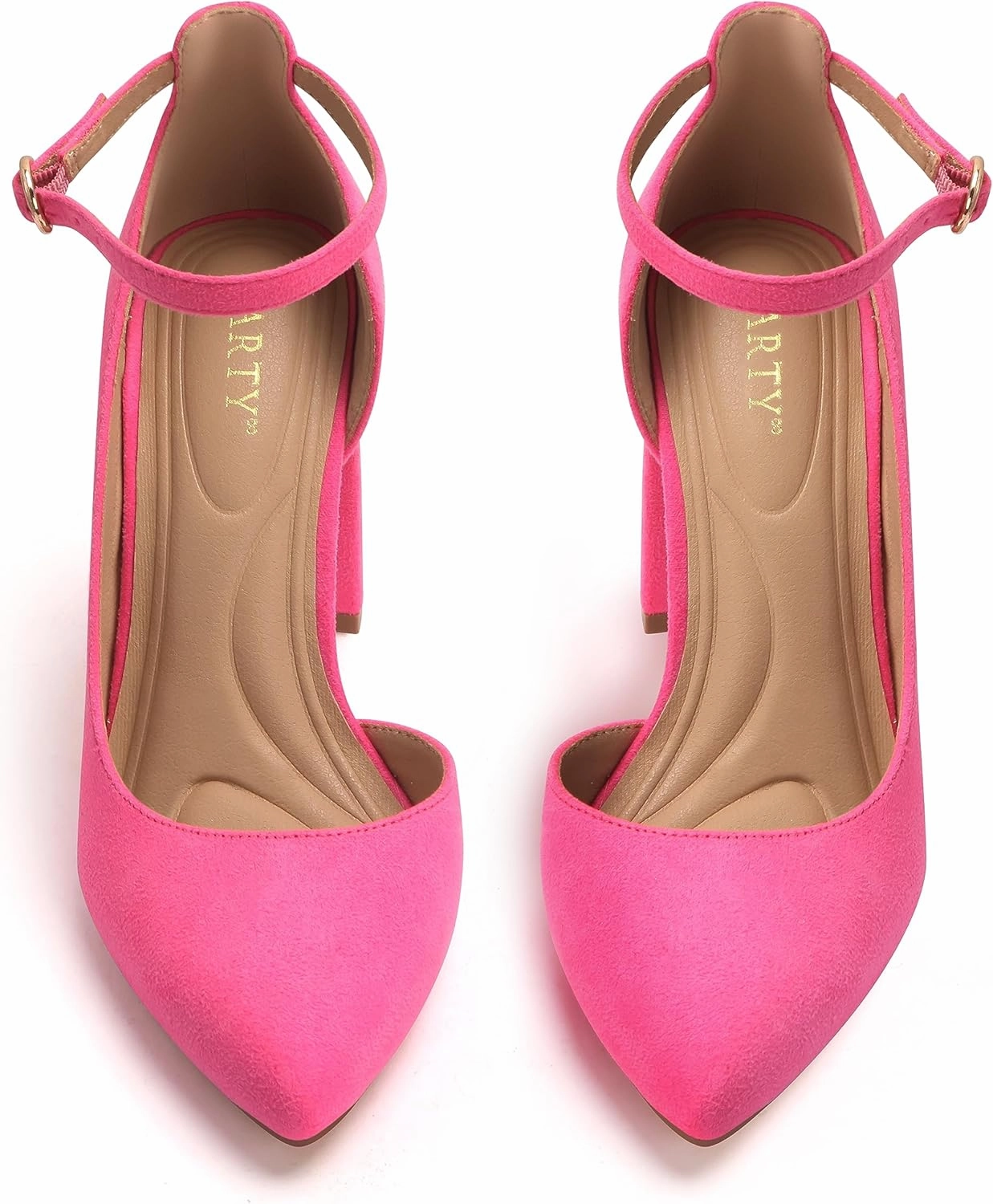 Women's Closed Toe Pumps 3-Inch Chunky Heels Pumps Ankle Strap Dress Wedding Shoes