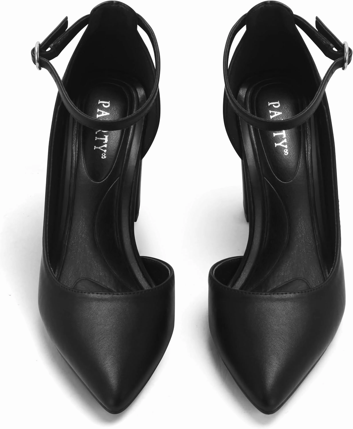 Women's Closed Toe Pumps 3-Inch Chunky Heels Pumps Ankle Strap Dress Wedding Shoes
