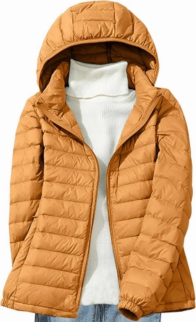Women's Down Jacket Packable Lightweight Hooded Short Puffer Coat Padded Puffy Jackets with Detachable Hood