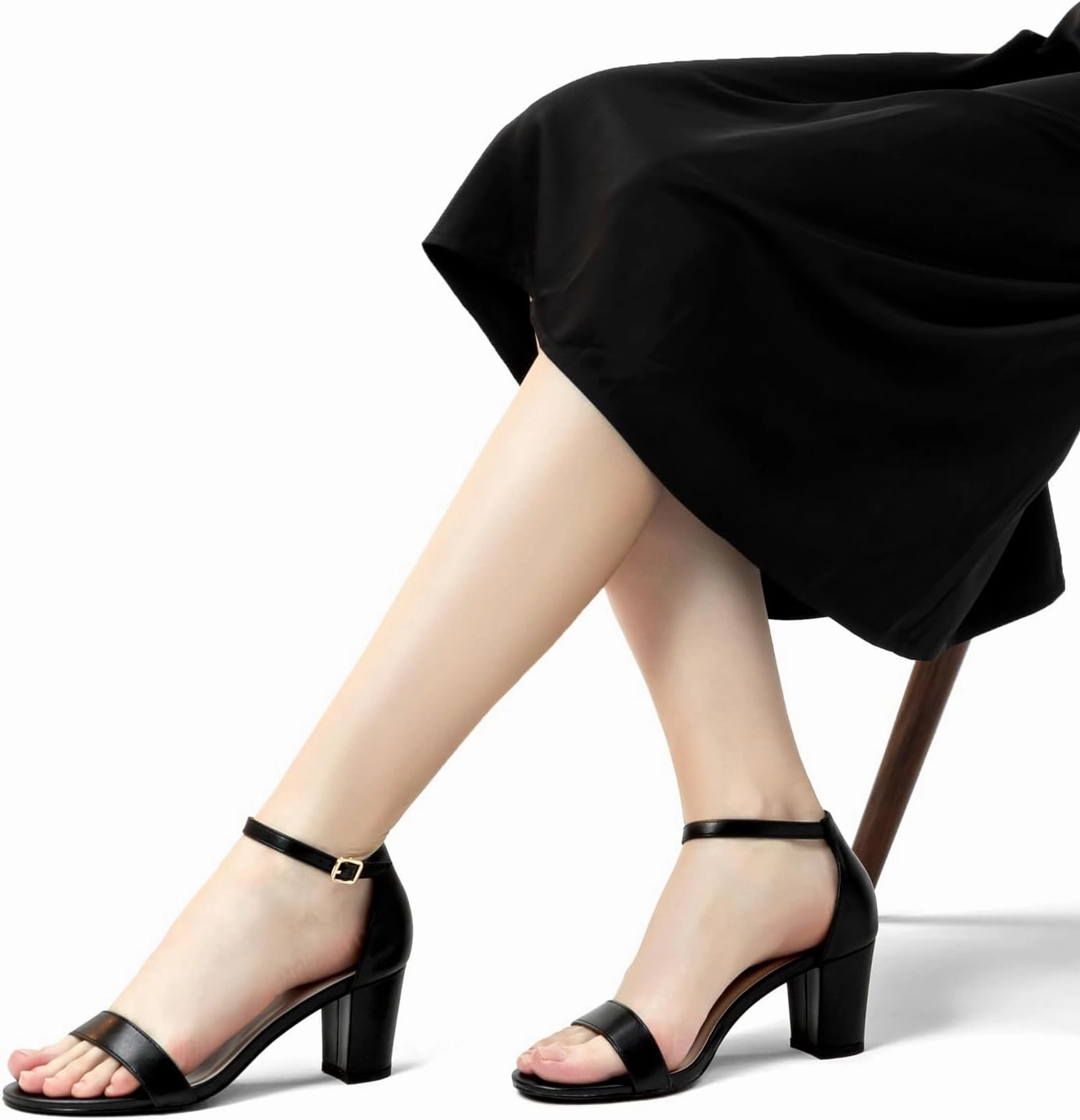 Women's Heeled Sandals Open Toe Ankle Strap 2.5-Inch Chunky Heels Dress Shoes Wide Feet Friendly