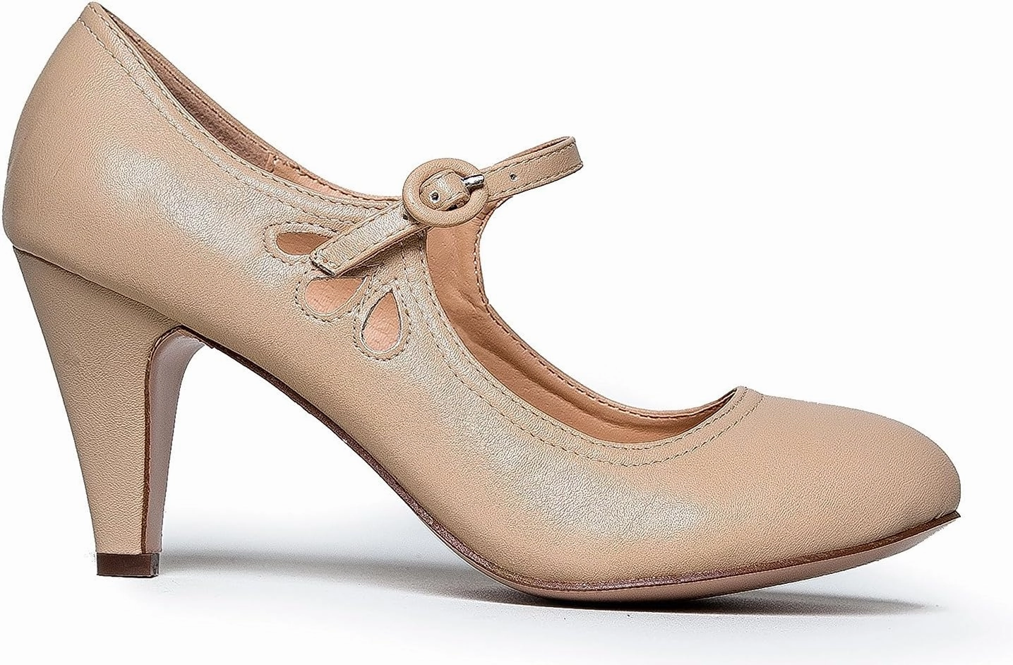 Women's Kitten Heels Mary Jane Pumps - Adorable Vintage Shoes- Unique Round Toe Design with an Adjustable Strap