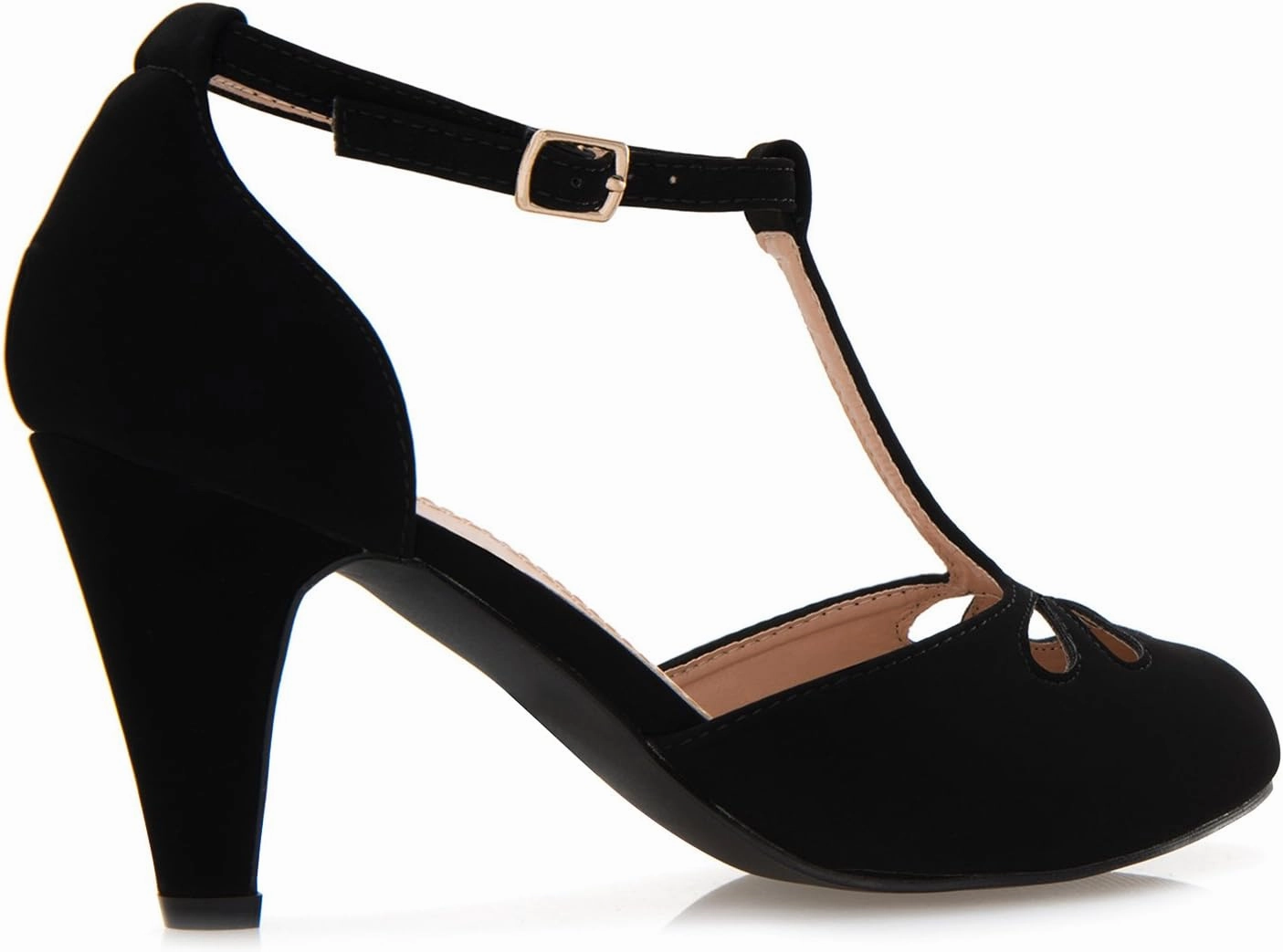 Women's Low Heels Mary Jane Pumps - Adorable Vintage Shoes- Unique Round Toe Design with an Adjustable T Strap