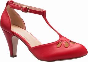 Women's Low Heels Mary Jane Pumps - Adorable Vintage Shoes- Unique Round Toe Design with an Adjustable T Strap