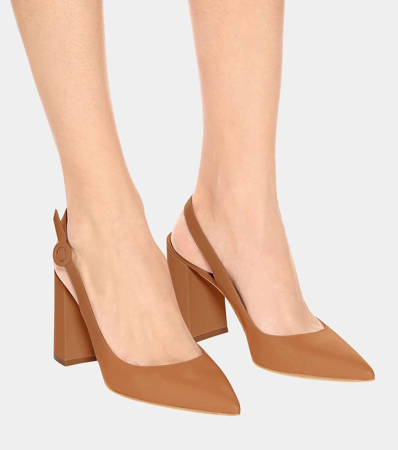 Women's Pointed Toe Block Heel Pumps Slingback Chunky Heel Slip On Work Party Dress Shoes