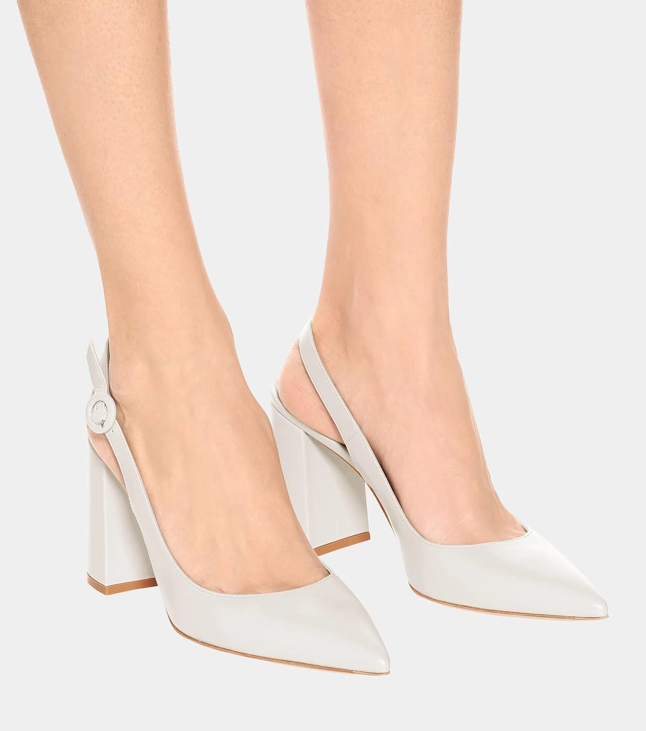 Women's Pointed Toe Block Heel Pumps Slingback Chunky Heel Slip On Work Party Dress Shoes
