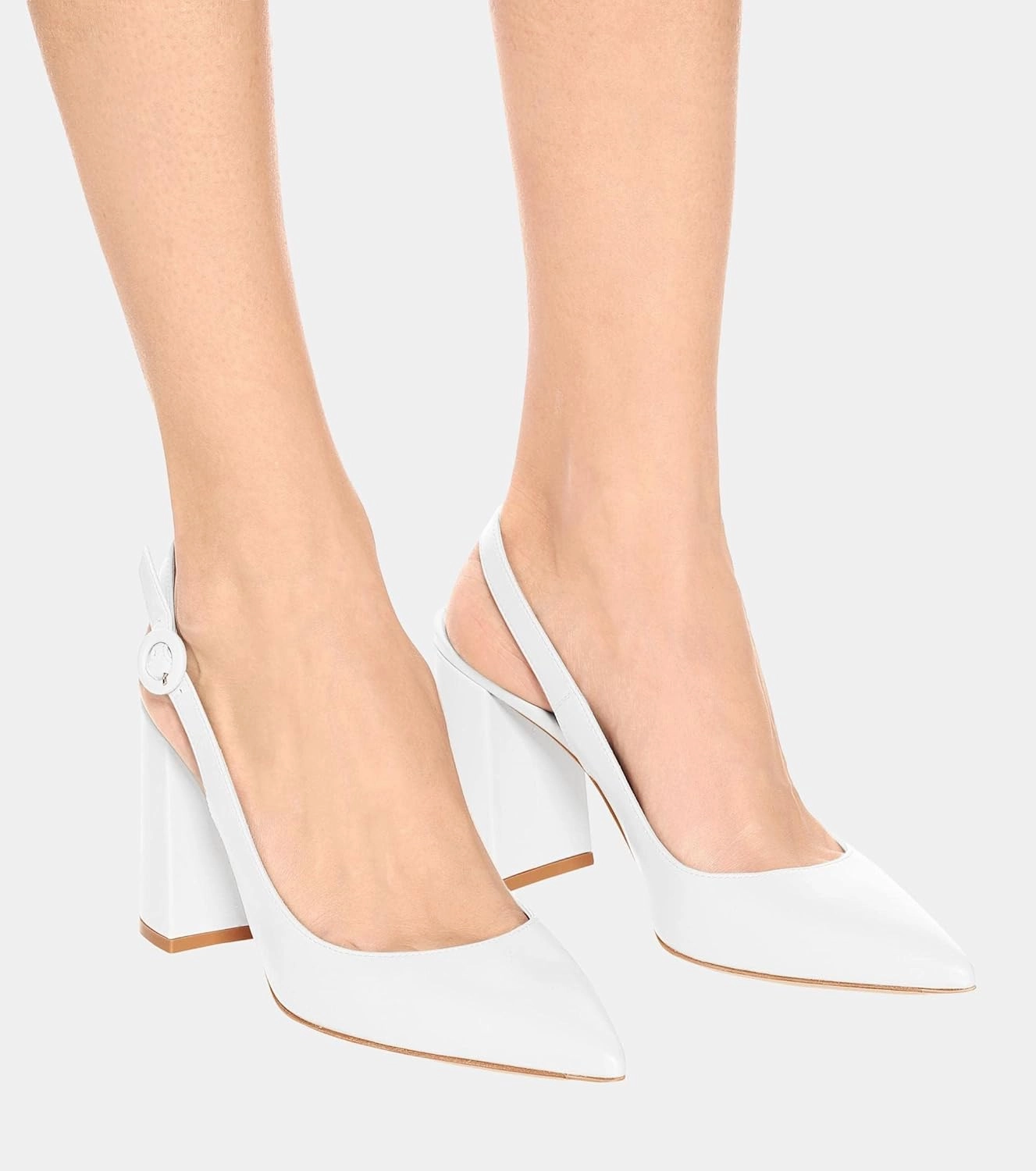 Women's Pointed Toe Block Heel Pumps Slingback Chunky Heel Slip On Work Party Dress Shoes