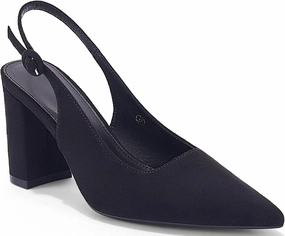 Women's Pointed Toe Block Heel Pumps Slingback Chunky Heel Slip On Work Party Dress Shoes